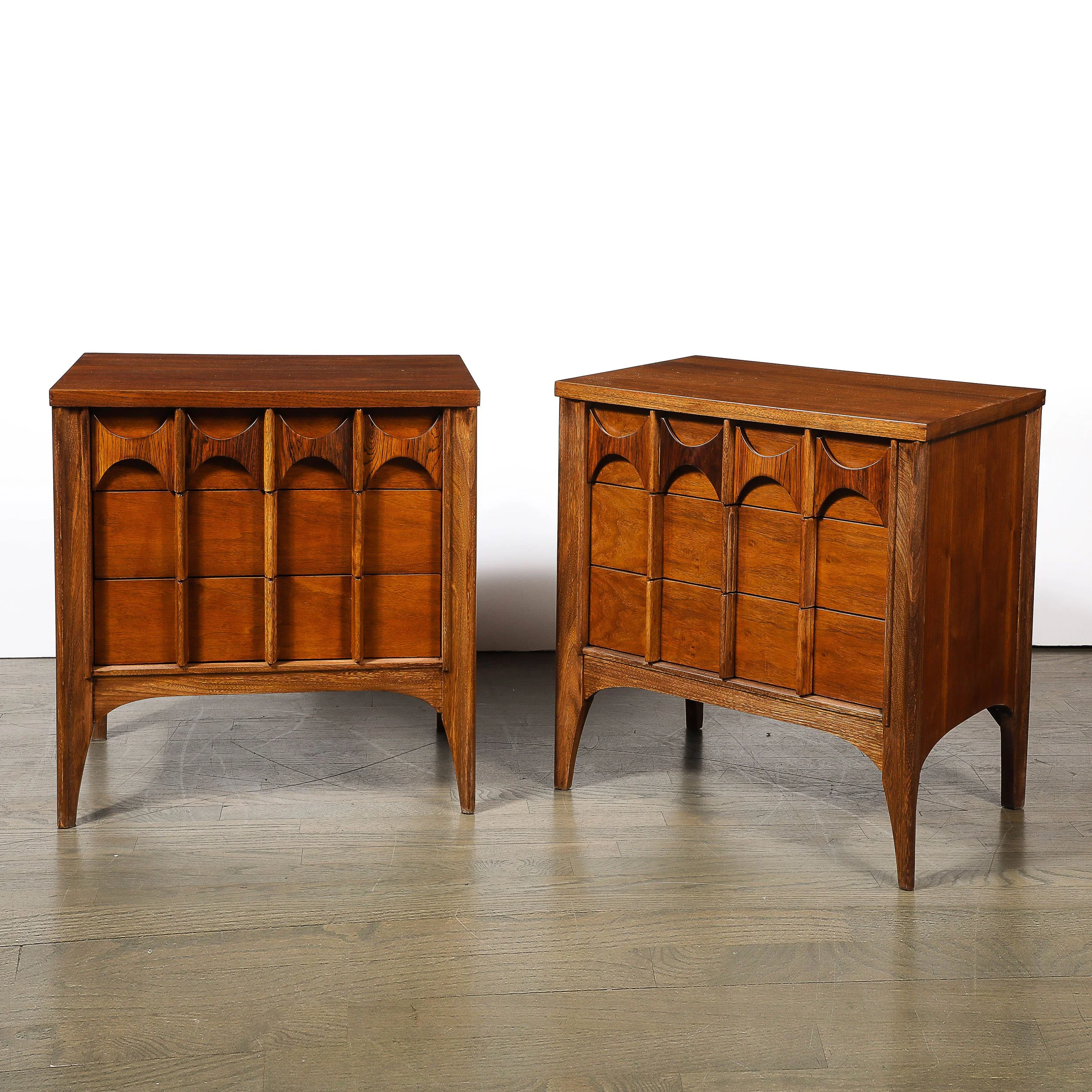 Pair of Mid-Century Perspecta Nightstands W/ Sculptural Front by